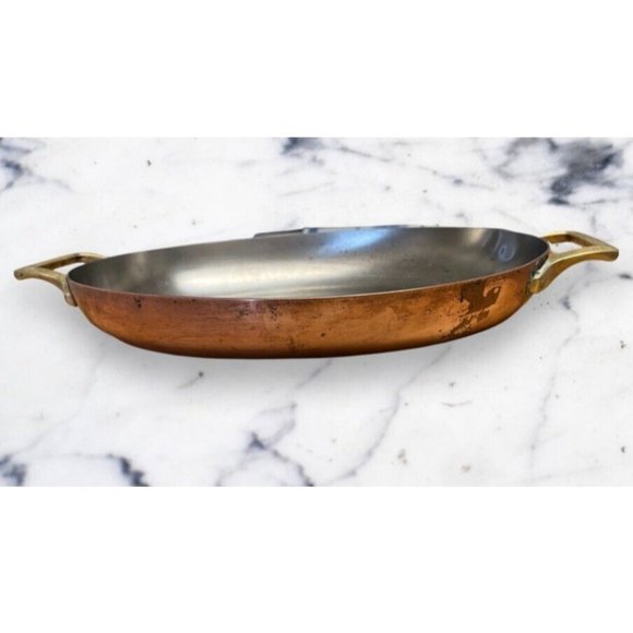 Vintage Paul Revere Ware Copper Stainless Signature Series AuGratin Fish Fry Pan - Picture 1 of 8
